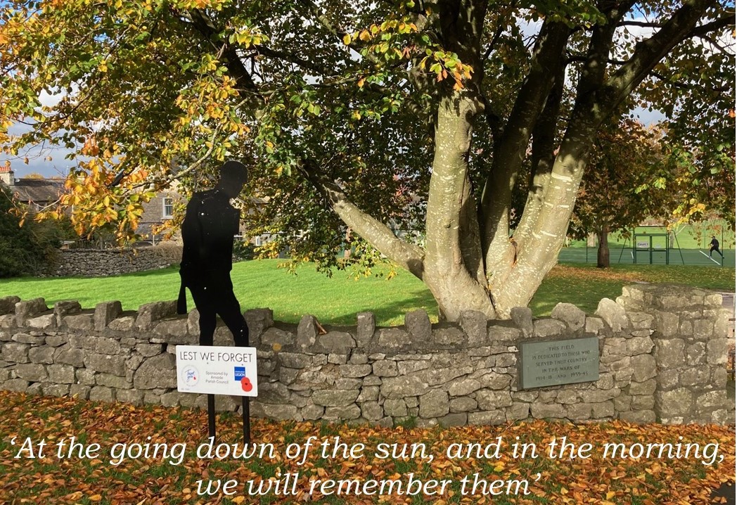 Remembrance Sunday with text Remembrance at Arnside War Memorial