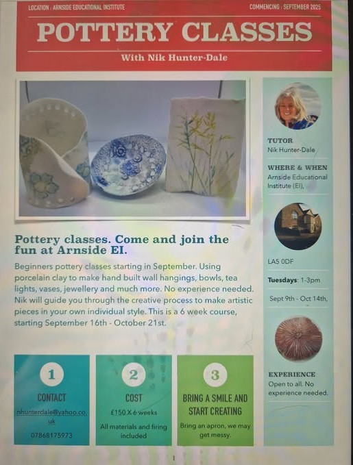Pottery Classes at Arnside Educational Institute