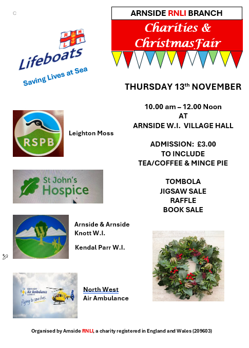 Arnside RNLI Charities & Christmas Fair