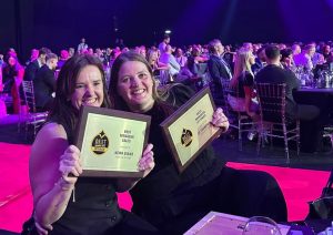 Keira Evans (left) and Jo Thompson with their awards at the ceremony