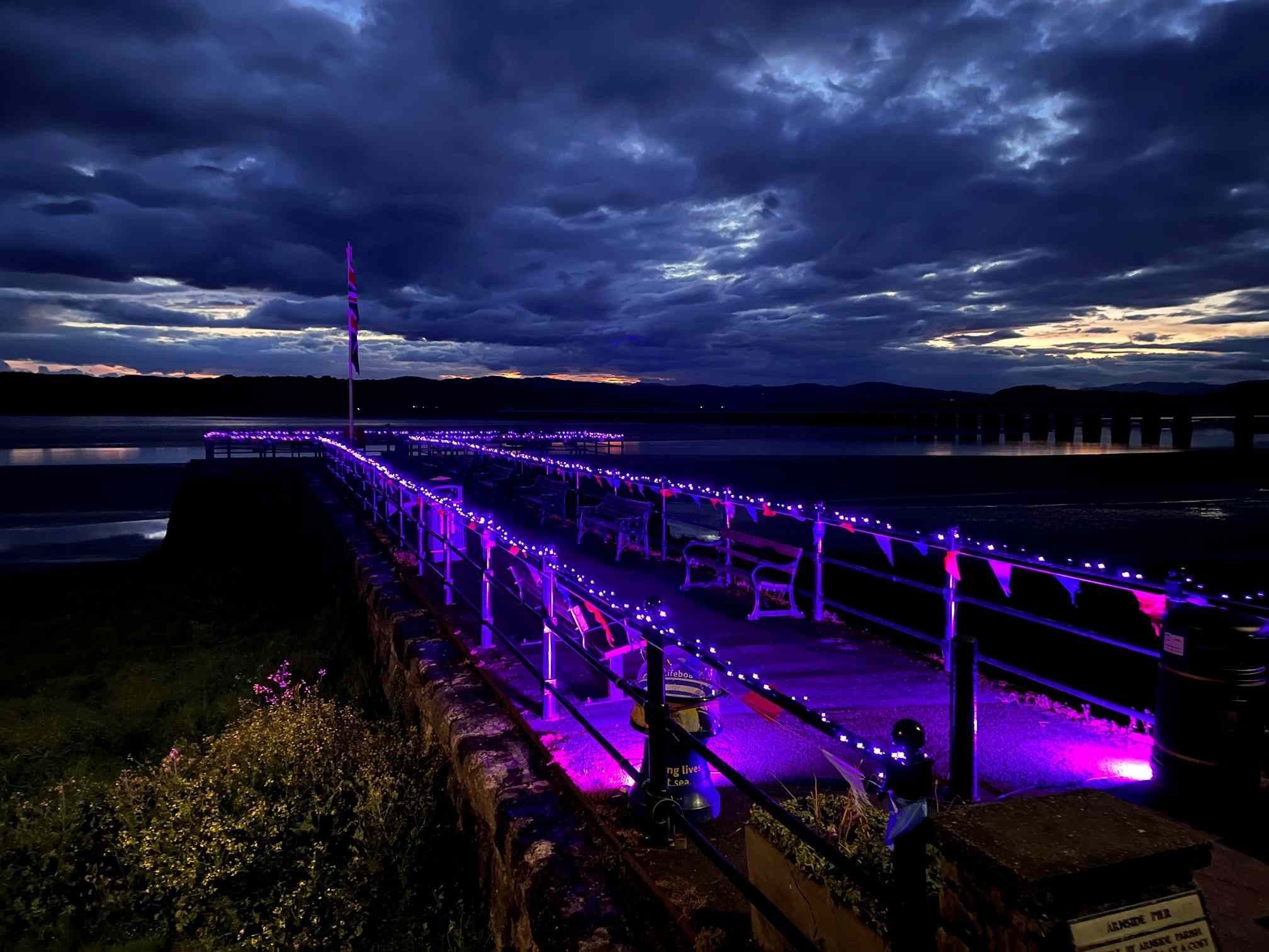 Arnside Pier Lit Up At Night