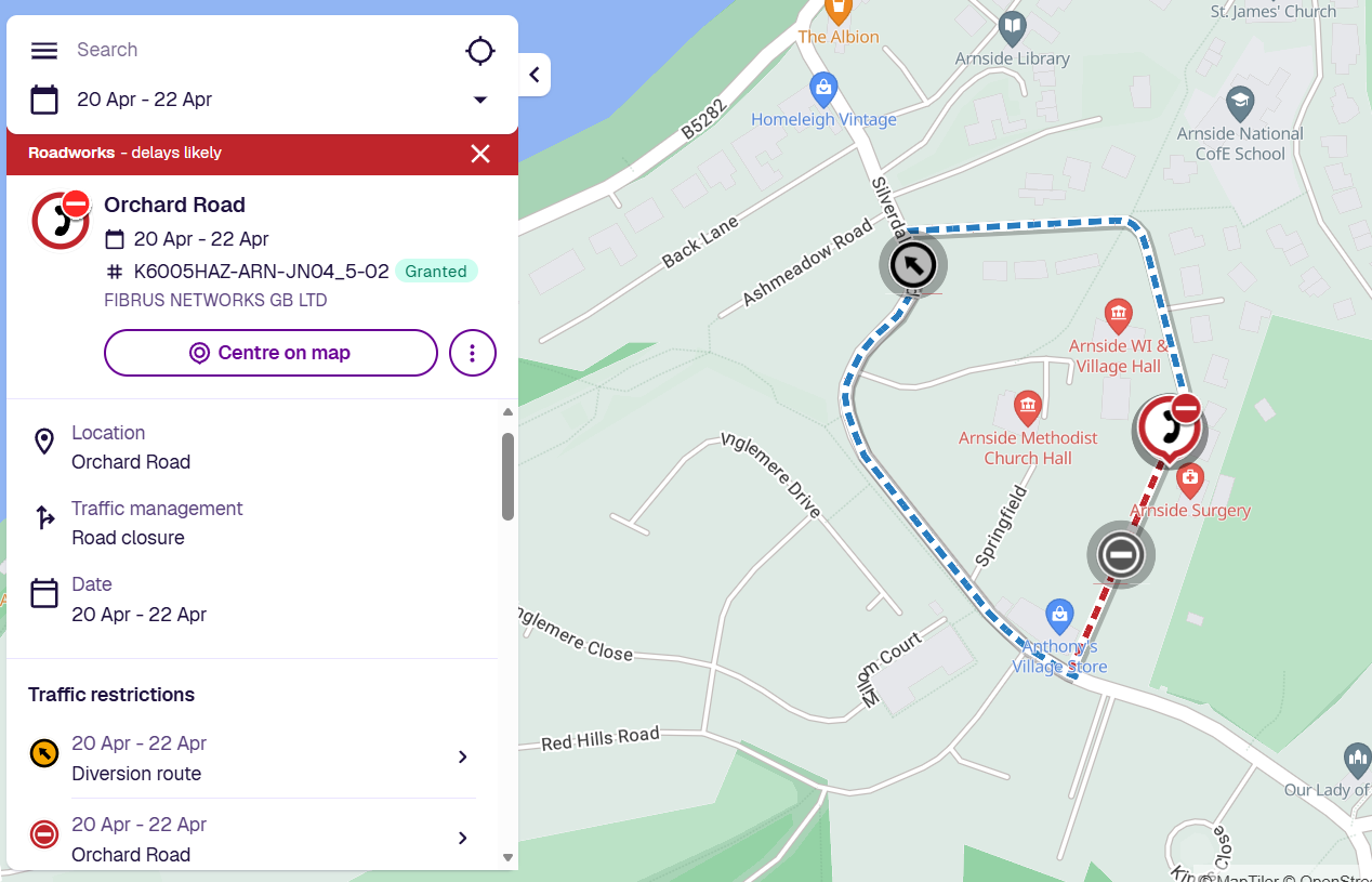 Temporary Road Closure - Orchard Road