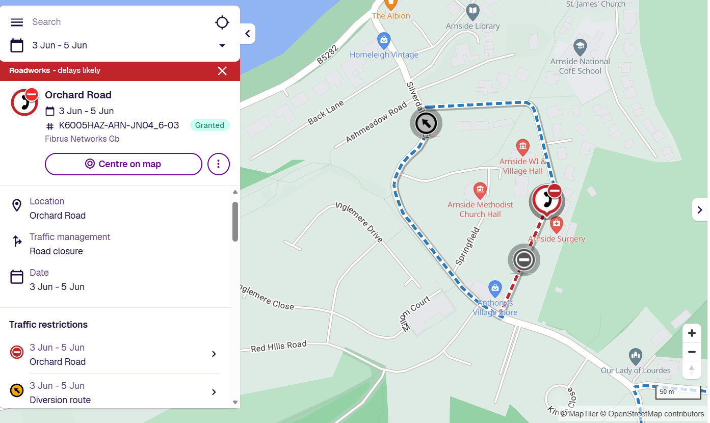 Temporary Closure- Orchard Road June 3rd