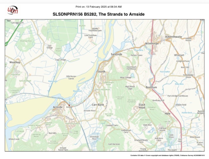 Road Closure - The Strands, Milnthorpe to Arnside