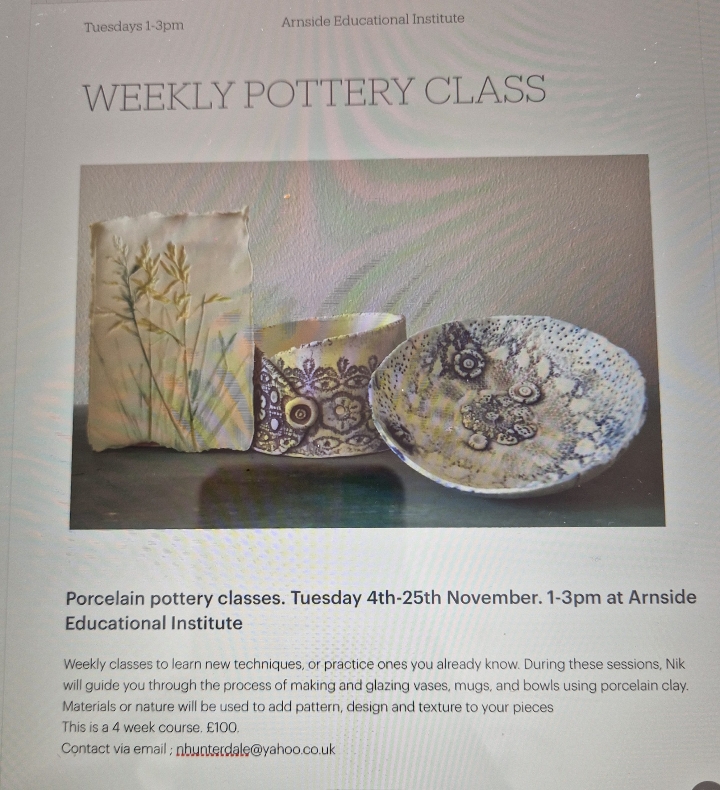 Intermediate Pottery Course