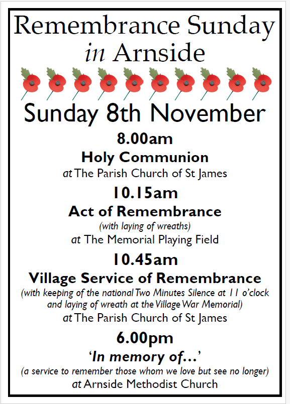 Arnside Remembrance Services 2026